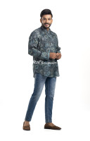 Blue Silk Ajrak Printed Short Kurta (KRP6) Blue Silk Ajrak Printed Short Kurta (KRP6)